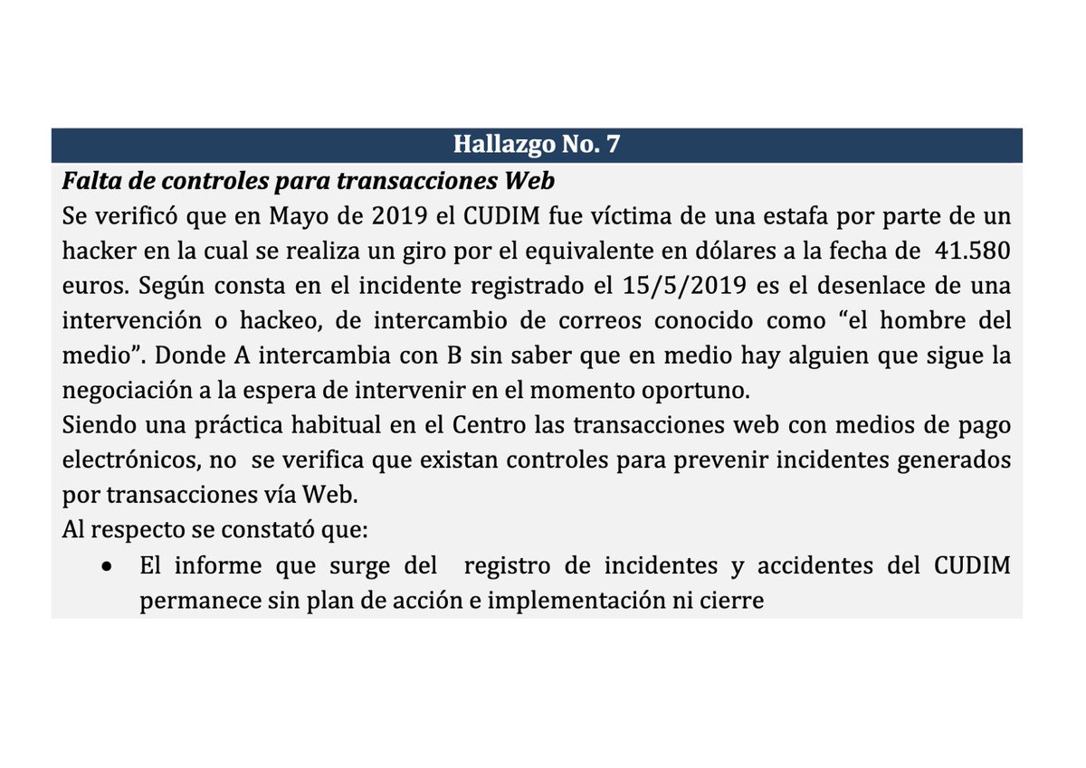 pilasguru's tweet photo. En mayo/2019 "pérdidas económicas irrecuperables" por US$ 41.850 en el #CUDIM por "estafa de un hacker" ¿qué se hizo al respecto? Un expediente interno y una denuncia policial ¿cerrar la brecha de seguridad? ¿crear algun control? ¿notificar a @certuy? ¿cifrar datos? NO! https://t.co/NMdyxvhJgC