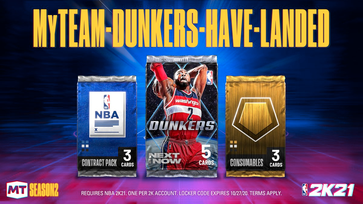 2kFanatics's tweet photo. MYTEAM-DUNKERS-HAVE-LANDED - Dunkers Pack, Gold Contracts Pack, Gold Consumables Pack

#nba2k #nba2k21 #2k21 #lockercodes #2klockercodes #myteam #2kmyteam #2kcommunity #2kfollowers #nba2kmyteam #nba2k21myteam https://t.co/H7PqnaQQXR
