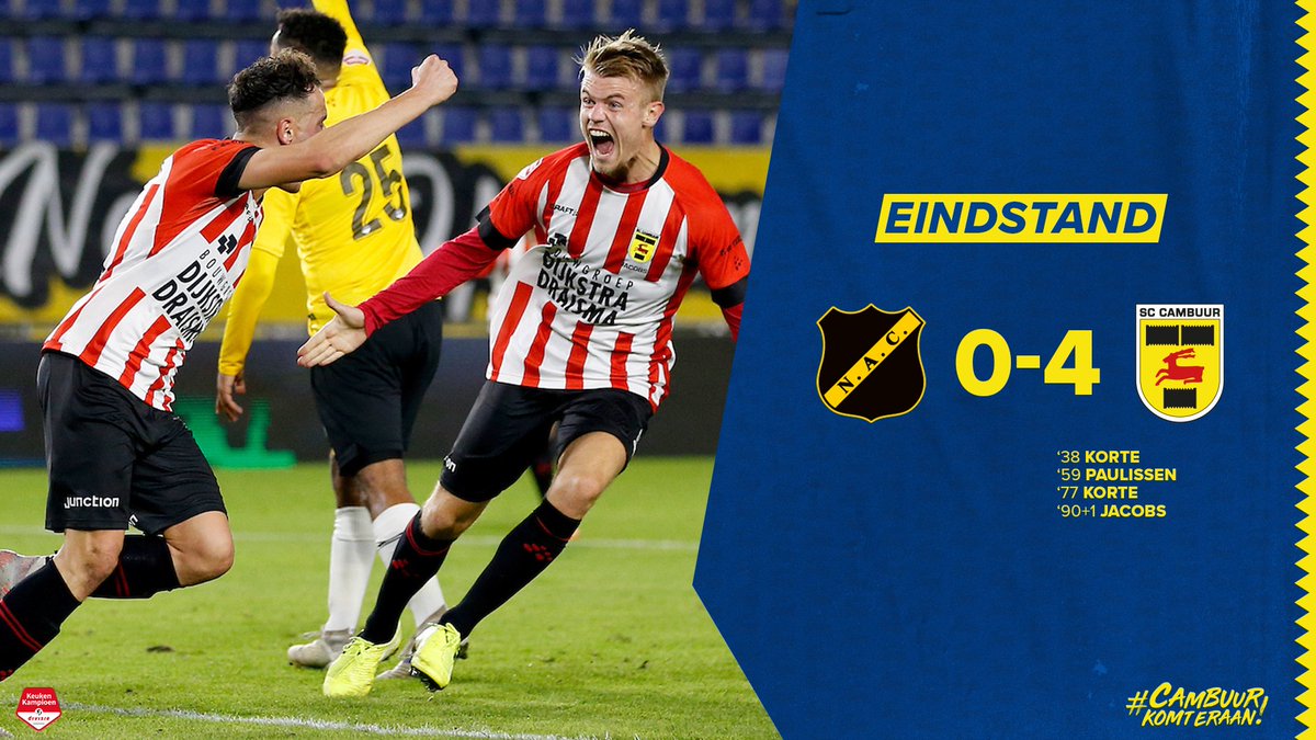 ⏹ 90+2. AFGELOPEN | VIERDE ZEGE OP RIJ! SC #Cambuur verslaat koploper NAC Breda met 0-4 en grijpt daarmee zelf de koppositie in de Keuken Kampioen Divisie!

#NACCAM