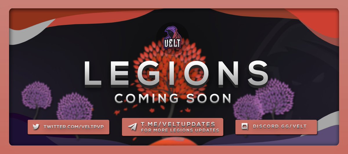 VeltPvP's tweet image. Velt Legions will soon make a return - so get your faction ready and stay tuned.. 👀

Legions will be coming back better than ever, with brand new features!

More information coming in our Telegram chat:
telegram.me/VeltUpdates

❤️ &amp;amp; 🔄 for a chance to win a Lunar Client Cloak 💫