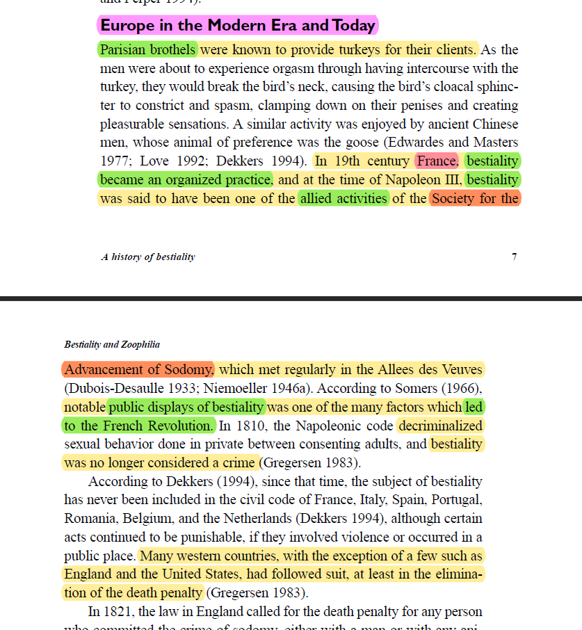 Bestiality in atheism goes back to the French Revolution. Back then secular atheists used to commit public acts of bestiality to protest against religionSource: Miletski, H., 2005. A history of bestiality. Anthrozoos-Journal of the International Society for Anthrozoology