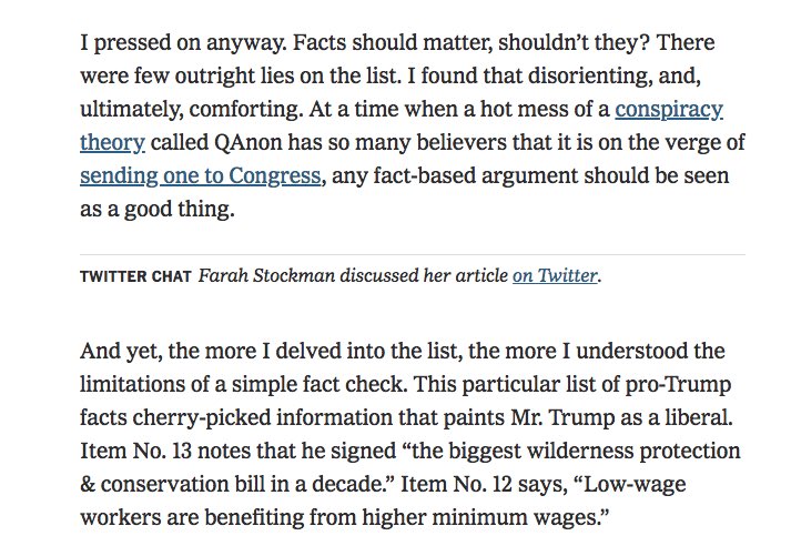 New York Times fact checked my list of  @realDonaldTrump accomplishments and after finding out it was a factual list they wrote "facts are vital. But they are not sufficient".The writer says:"There were few outright lies on the list, I found that disorienting."