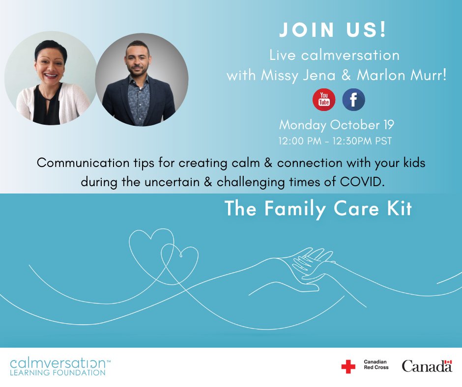 calmversation (@calmversation_) on Twitter photo "My 12yr old wants to go to #school I feel it's unsafe, we fight alot..." Every family is impacted by #COVID hear from
<a href="/MissyJena/">Missy Jena</a> how #parents + #caregivers can communicate with kids to create calm + connection in this live calmversation with @marlongmur: youtube.com/watch?v=6enXKO… "My 12yr old wants to go to #school I feel it's unsafe, we fight alot..." Every family is impacted by #COVID hear from
<a href="/MissyJena/">Missy Jena</a> how #parents + #caregivers can communicate with kids to create calm + connection in this live calmversation with @marlongmur: youtube.com/watch?v=6enXKO…