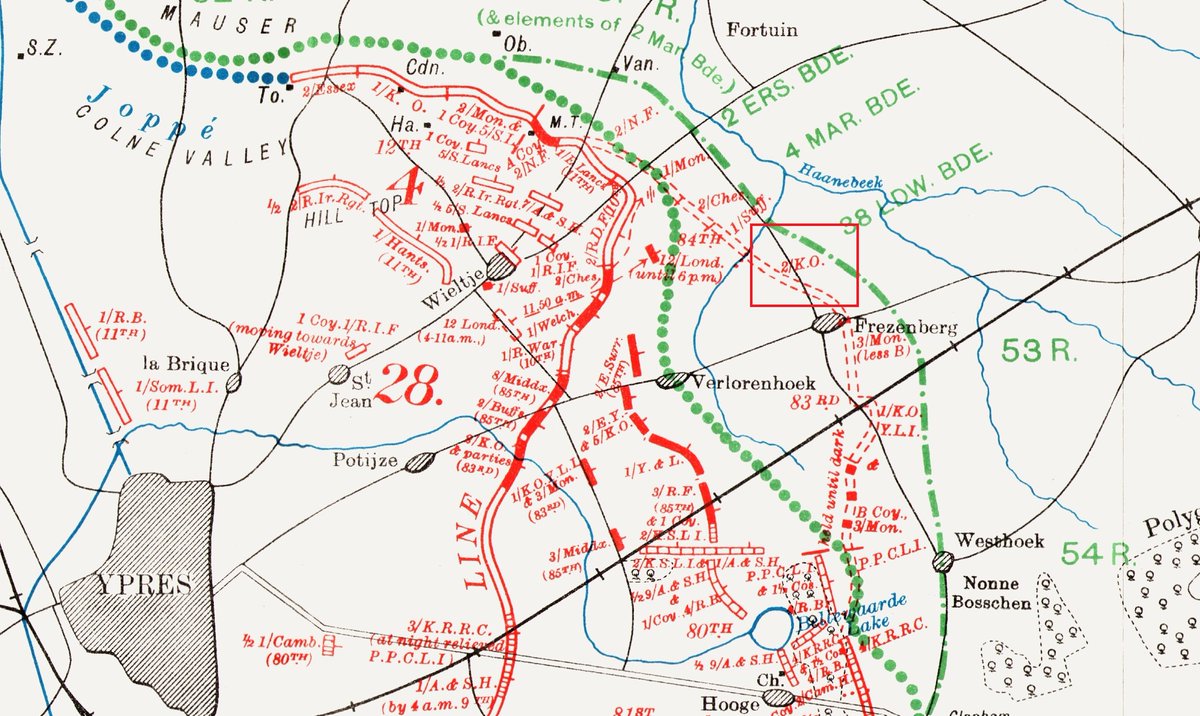 4/ At 7am on 8 May German artillery fell heavily on the King's Own trenches, "blowing them in, and rendering them untenable". This was followed by German infantry attacking and capturing British positions.