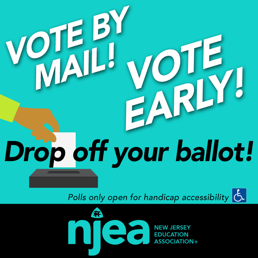 NJEA's tweet photo. Did you know: in New Jersey, you can drop off your ballot at a Secure Ballot Drop Box before Election Day?
#YourVoteIsYourVoice #NJEAVotes https://t.co/onUzRLihXD