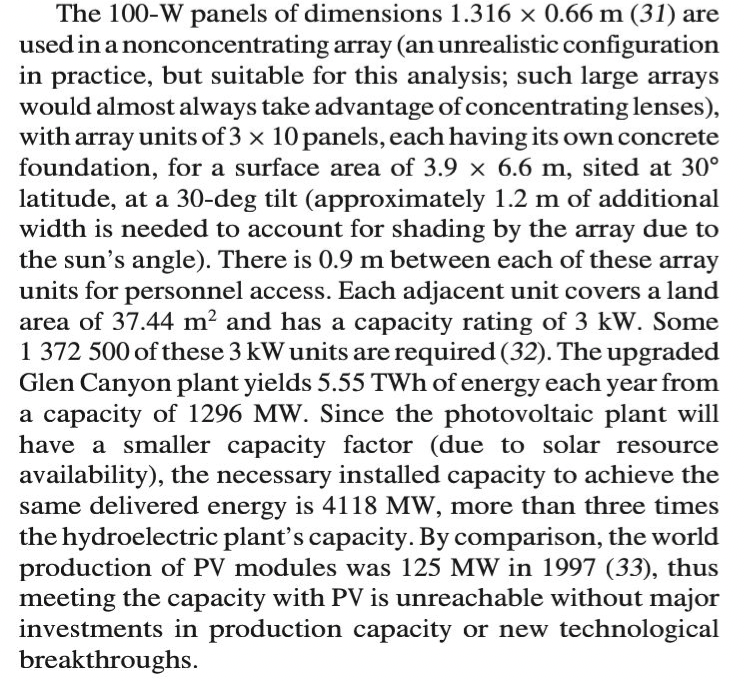 …but let's cut pacca and horvath some slack!back in 2002 _nobody_ had ever built a large solar PV project… the global industry was 1/1000th its size today.this is so quaint! they were imagining putting concentrating lenses over the 100W panels…