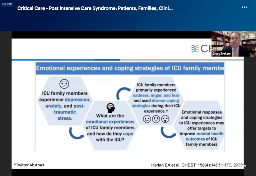  @GioraNetzer: Recurrent emotions are very common in families after an ICU admission.  #CHEST2020