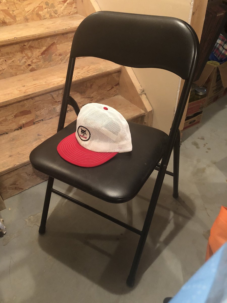 ThingsHatted's tweet image. Folding chair wearing a vintage Bobcat mesh trucker hat #vintage #cap #trucker #COVID19 #COVIDIOTS #manchesterlockdown #JIMIN #VoteThemAllOut #Corona #Golden #bobcat #TuesdayMotivation #RecordOfYouth #AdobeMAX #adoptmetrading #VoteBiden #VoteEarly #VoteTrumpOut #VoteTrump2020