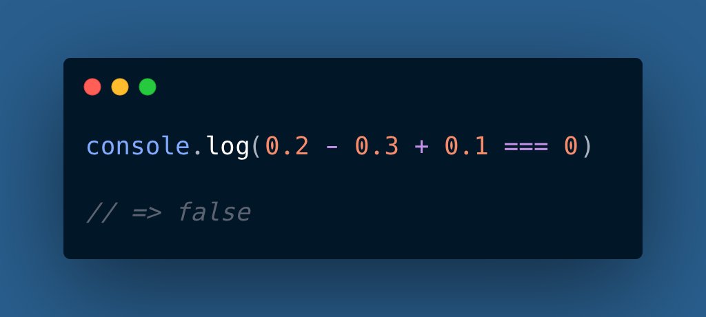 DevGuideDaily's tweet image. Well, well, well #javascript, you have done it again 😄 
Be careful, when doing math in JS  🙈
#100DaysOfCode #programming #CodeNewbies