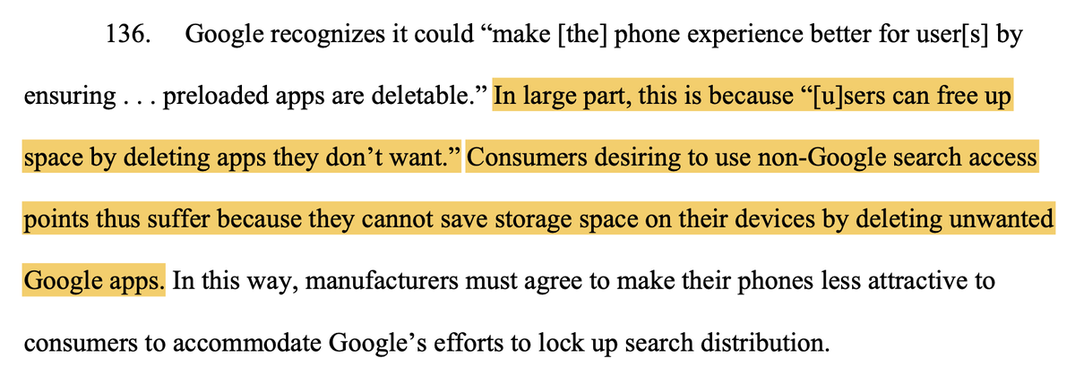 In contrast to the recent HJC report, this complaint is generally well written.But there are still a few silly points, like:"Consumers are harmed because Android users can't delete pre-installed Google apps!"*checks app sizes on Android*Oh, it's only a GB or two total.