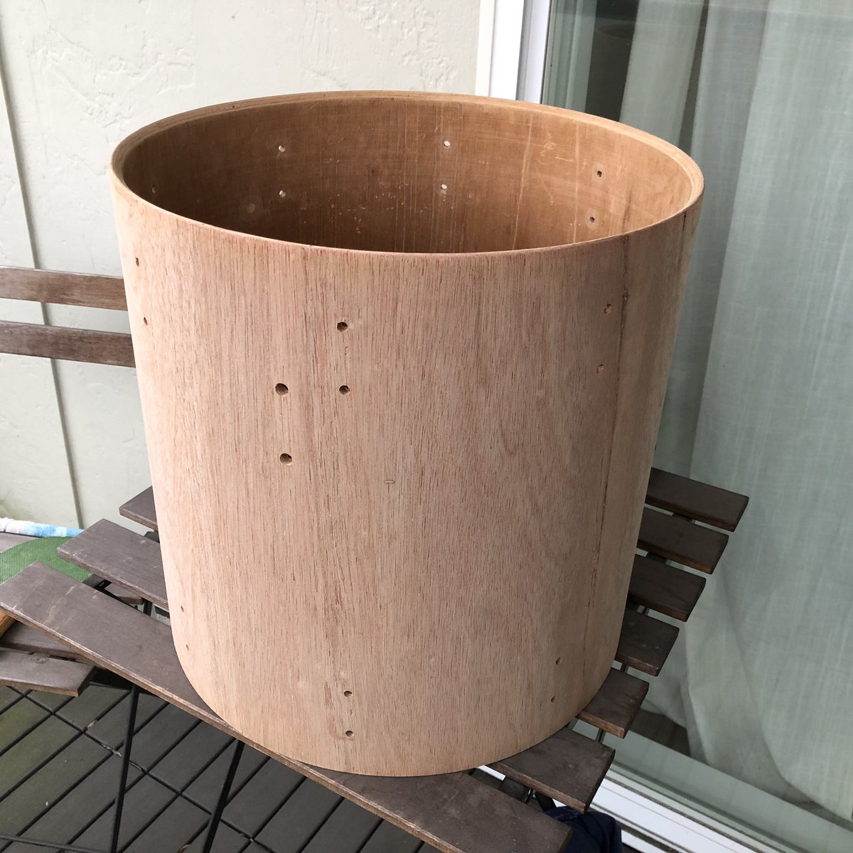 DOC604's tweet photo. The next steps:
- #sanded the #drumshell.
- #rounded off #bearingedge.
- filled all dents, gaps and a few holes.
- started #pencil #sketching the #FirstNation #formline #NativeDesign in the style of #TheMasterOfTheBlackField . #drums #drummer #refinishing #woodworking #drum https://t.co/0RfhjBQQt8