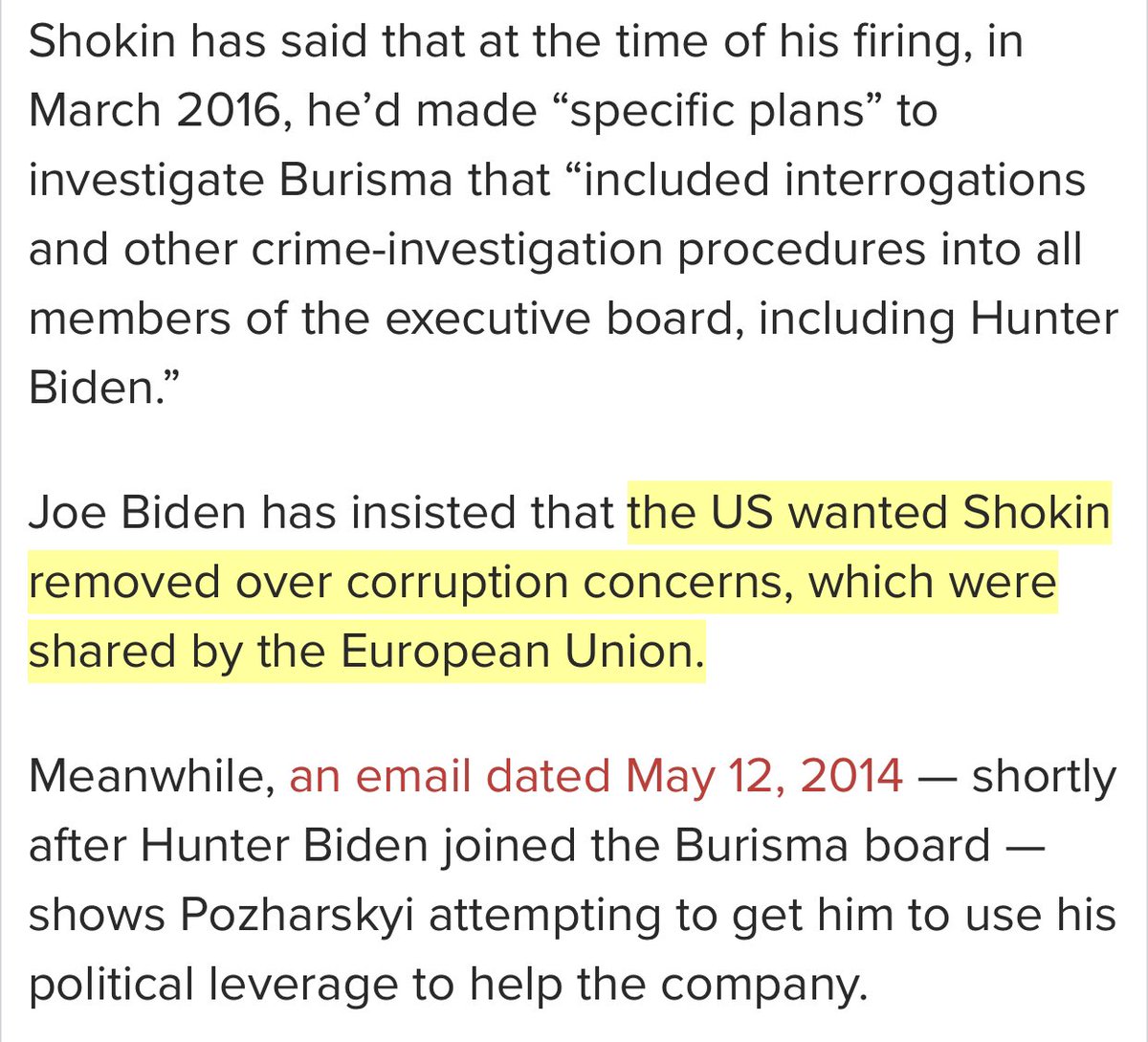 “Joe Biden has insisted that...” No, it’s not just that he’s insisting, it’s an established fact. Shokin was covering up corruption and was opening investigations just for the sake of making it look like he was doing something, but not bringing charges against people.