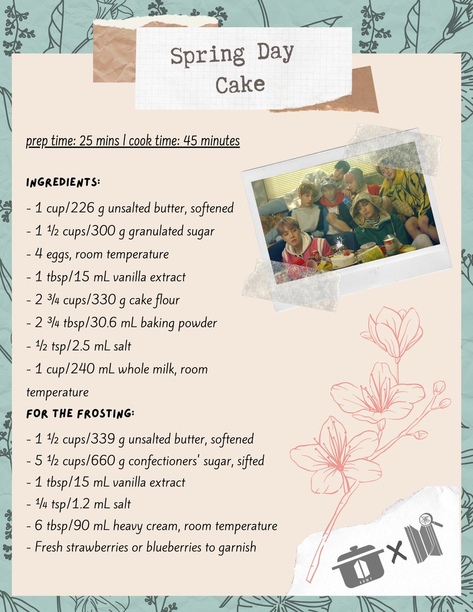 Dessert - Spring Day CakeThis iconic cake comes from the queen herself, the Spring Day MV. Covered in whipped cream and topped with fresh cut strawberries, this cake will bring you back to the ever nostalgic Spring Day era.