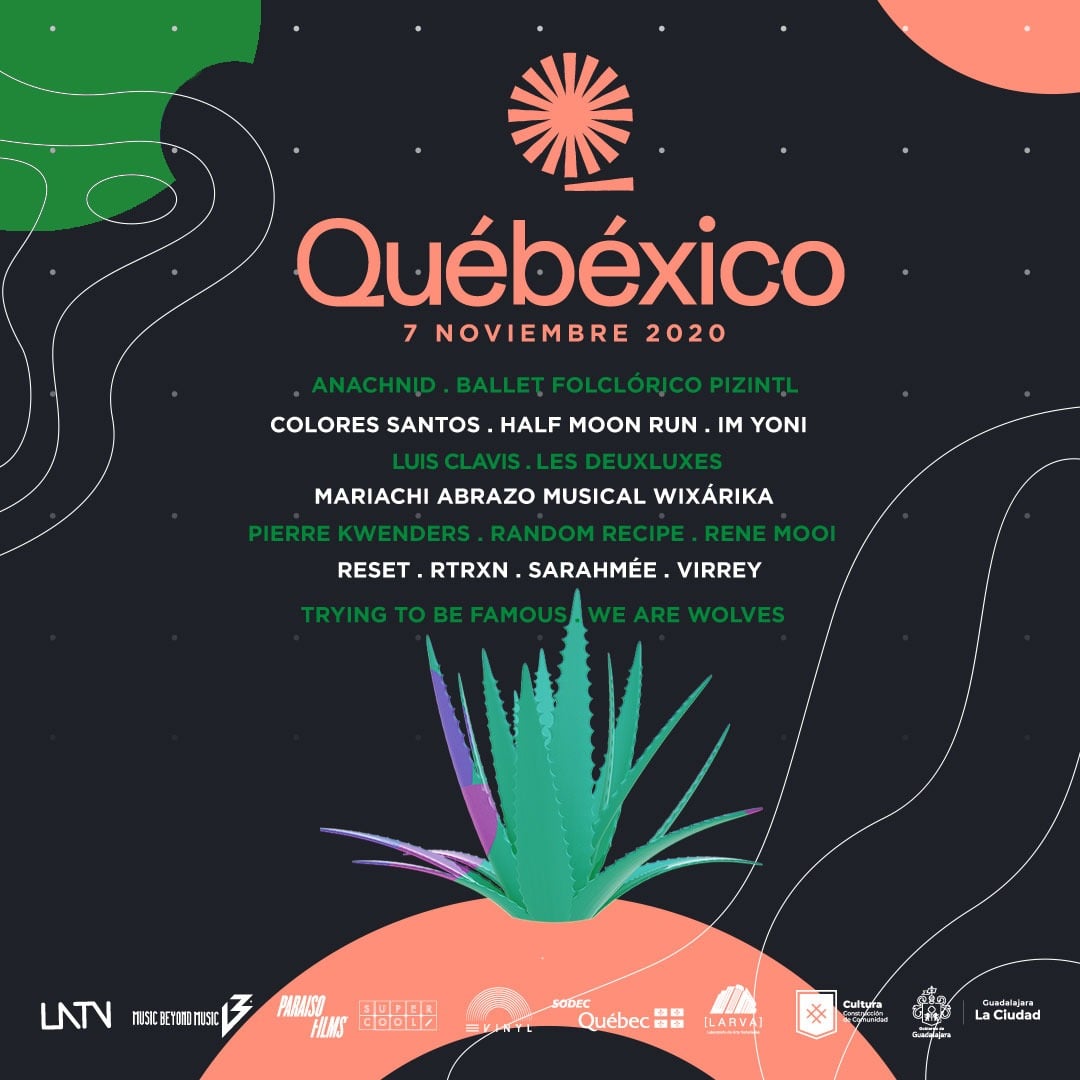 ¡Tenemos el gusto de anunciarles la creación del nuevo festival Québéxico cuya primera edición tendrá lugar de forma virtual el próximo 7 de noviembre de 2020! 🤩⚜️🇲🇽🎟 Este festival contará con la presencia de 8 grupos y artistas quebequenses, descúbrelos ↘️