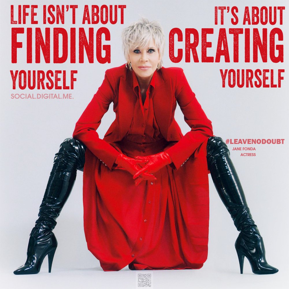 Life isn't about finding yourself. It's about creating yourself.
#leavenodoubt #letsbegreat #janefonda #actress #create #positivity #positivevibes #growth #mindset #inspire #inspiration #inspirationalquotes #motivationalquotes #goodvibes #socialdigitalme #social #digital #me https://t.co/J1SY0oG5yY
