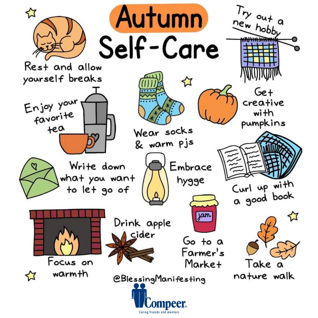 CompeerFriends's tweet image. #SelfCareTuesday What's your favorite fall self-care thing to do?

#Compeer #MentalHealth #HealingPowerOfFriendship #CheckOnYourFriends