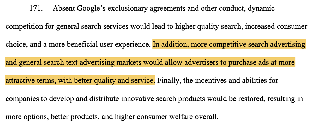 The complaint claims that taking enforcement action against Google would lead to lower ad prices.But digital ad prices have fallen by more than 40% over the last decade.Of course, maybe prices could have fallen even faster, but that seems like a tough argument to make.