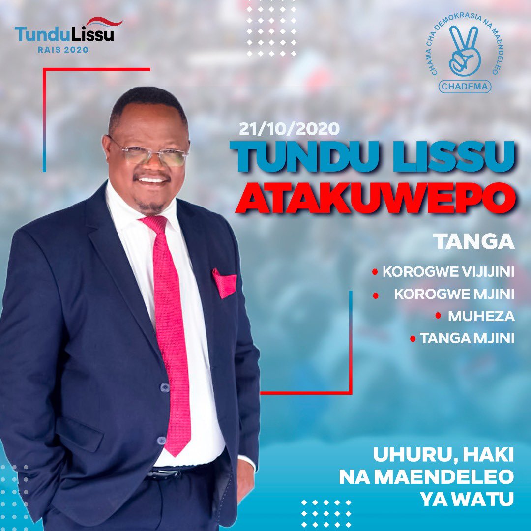 Royaltv_plus's tweet photo. Ratiba ya Mgombea Urais wa Jamhuri ya Muungano wa Tanzania Oktoba 21, 2020. https://t.co/XMJH4IDKuK