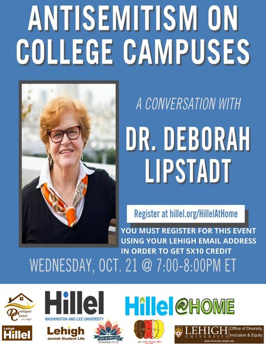 Come join us tomorrow at 7:00 pm EST for a conversation about Antisemitism on College Campuses with Dr. Deborah Lipstadt! This is a 5x10 event for those who are interested!