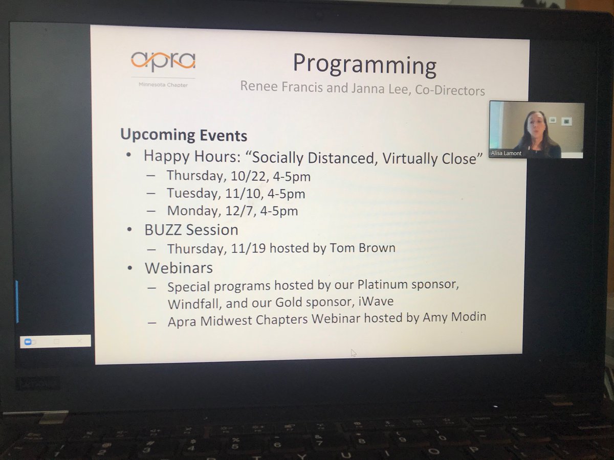 APRAMN's tweet photo. #apraMN2020 may be nearing an end. Don't worry because we have more to come! #buzzsessions #happyhours #webinars #mentoring Visit: https://t.co/JxK8LcXfmN #staytuned https://t.co/64jWBRHkET