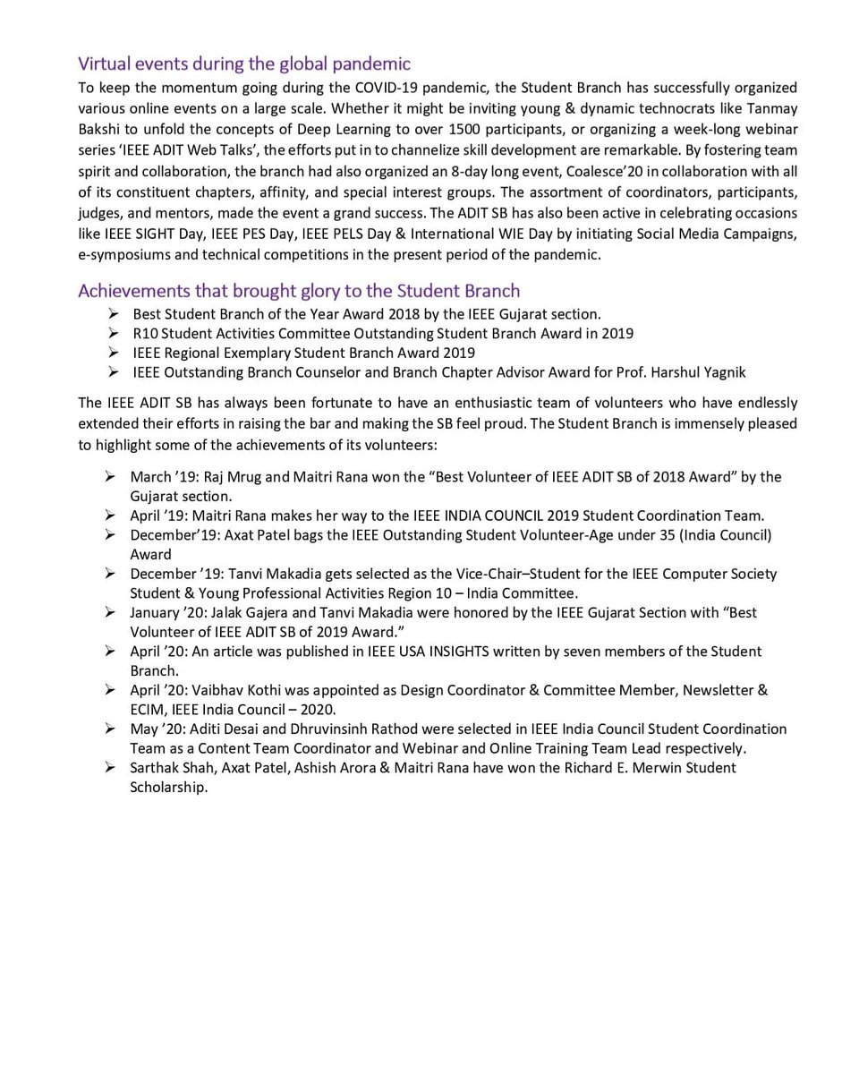 aditsbieee's tweet photo. We feel a great amount of joy announcing that IEEE ADIT SB has been recognised as r10 Student Branch of the month in the IEEE R10 October 2020 newsletter.

#ieeeaditsb #ieeegujaratsection #IEEER10 #ieee #ieeeindia #adit #cvmuniversity

@IEEEorg
@IEEER10 
@IEEER10SAC 
@adit_cvmu https://t.co/DTsDhGEBit