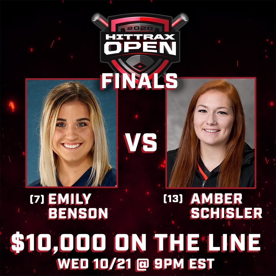 HitTraxOfficial's tweet photo. The Fastpitch HitTrax Open Finals are SET! 

@emilyladeda vs. @AmberSchisler 

9pm EST, tomorrow. $10,000 on the line. Tune in. 

#HTOpen https://t.co/x5hAwzIQyK