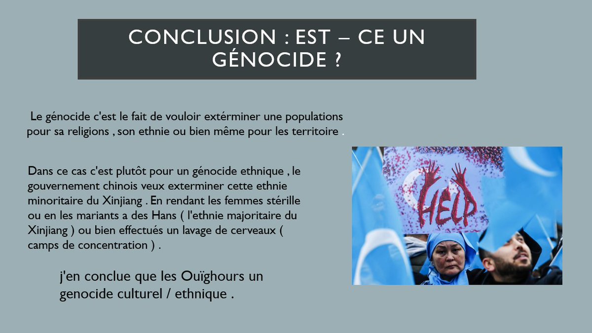 On parle la donc d'un génocide culturel / ethnique , car on n'a pas encore de preuve concernant les morts même si il y en a certainement des millions.