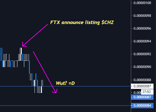 TheCoinSloth's tweet image. At least when @binance lists a coin you get a pump for the HODLER's 😂 Don't get your coins listed on @FTX_Official lol $CHZ