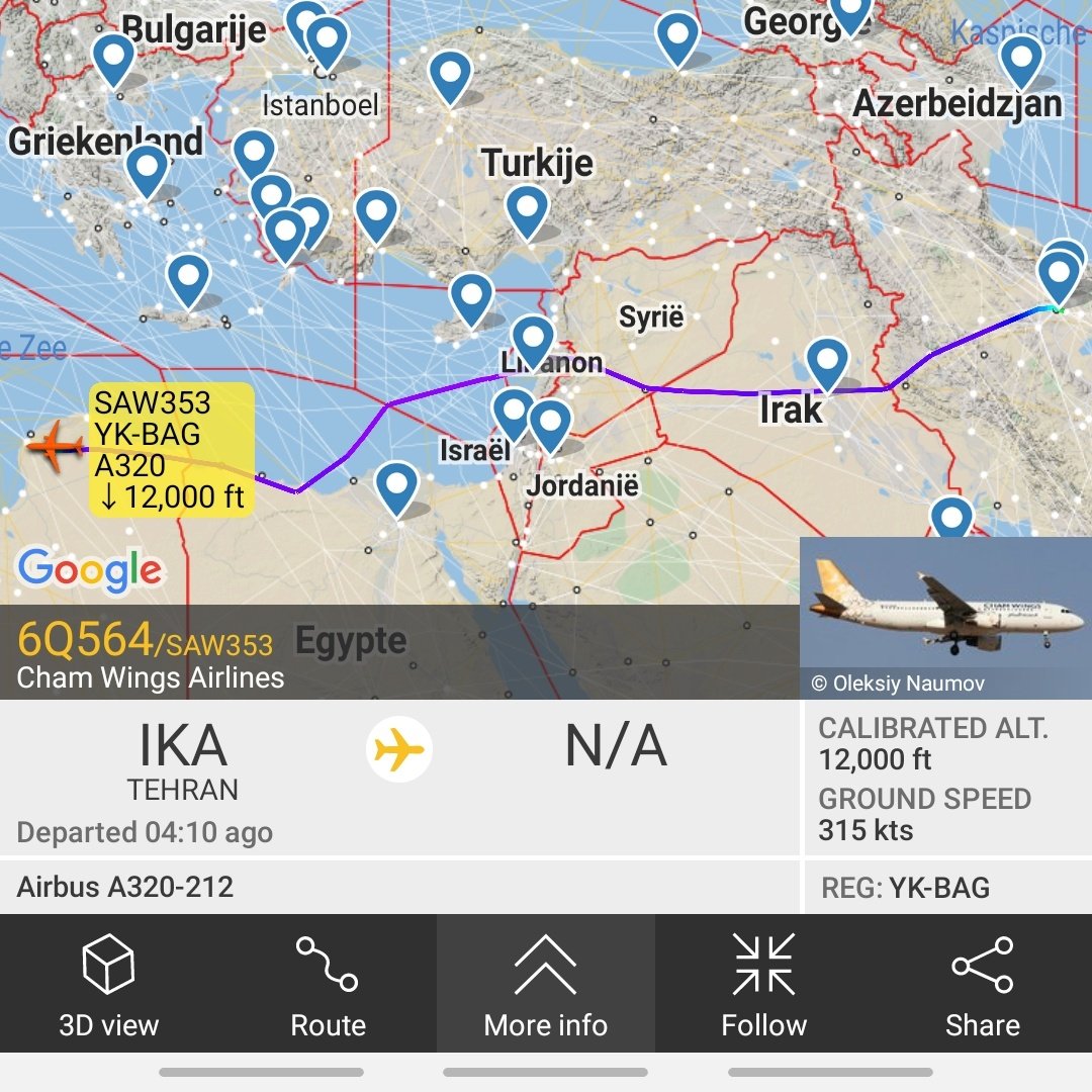 Gerjon_'s tweet photo. 🇸🇾YK-BAG #SAW353 from 🇮🇷#Tehran, #Iran is now indeed descending for 🇱🇾#Benghazi, #Libya.
Good night, y'all! https://t.co/Baqt0IVG0N