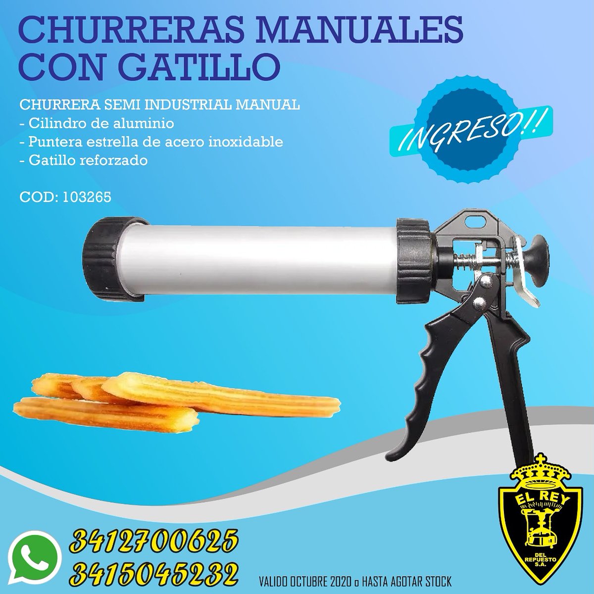 El Rey Del Repuesto on X: Churrera Manual con Gatillo!!! #Churrera #Manual  #Gatillo #Churros #ElReyDelRepuesto #Rosario #StaFe #covid_19   / X