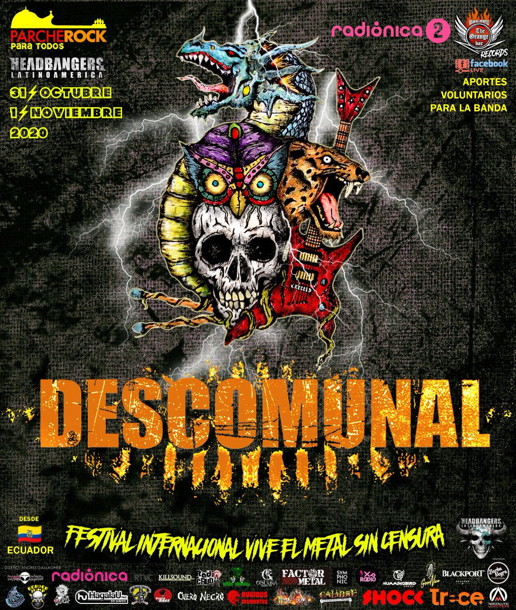 Les recordamos las bandas que nos van acompañar en este festival streaming por Facebook <a href="/AGORAoficial/">AGORA</a> 🇲🇽🇲🇽<a href="/boargazm/">Boargazm</a> 🇿🇦🇿🇦 #Calamity 🇵🇷🇵🇷 y <a href="/Descomunal593/">Descomunal</a> 🇪🇨🇪🇨 cuatro paises mas que darán todo en #ViveElMetalSinCensura <a href="/XsRadioMx/">Xs Radio</a> <a href="/thegrangebarbog/">TheGrangeRecords</a>