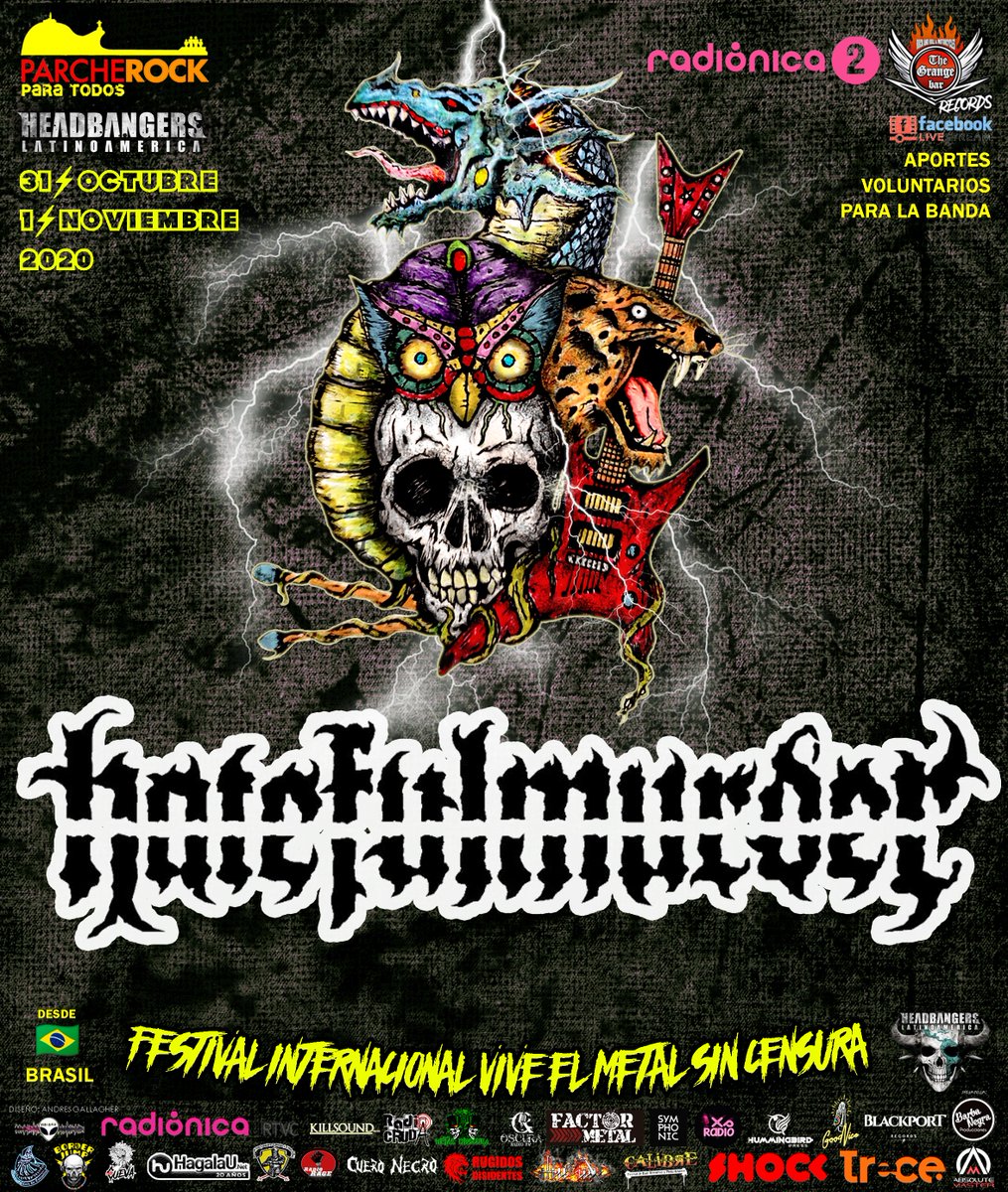 Metal experimental, Epico, Death y Thrahs con <a href="/fallundersky/">Fall Under Sky</a> 🇲🇽🇲🇽 <a href="/gnosicolombia/">Gnosi Colombia</a> y <a href="/godofliesmetal/">GOD OF LIES</a> de Medellín 🇨🇴🇨🇴 y <a href="/hatefulmurder/">HATEFULMURDER</a> 🇧🇷🇧🇷 el sonido latino del #ViveElMetalSinCensura 31 de octubre y 1 de Noviembre <a href="/thegrangebarbog/">TheGrangeRecords</a> <a href="/Barbanegrapro/">Barba Negra Producciones</a>