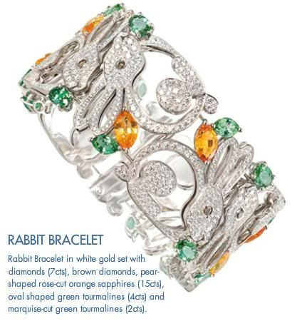 The Chopard bunny bracelet, it says right there, the carrots are orange sapphires.