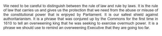 5. Ministers are asking, in this bill, for the power to break the law that Parliament itself has made, and to lift their actions above scrutiny by the Courts. Parliament can, if it wishes, make this "lawful", but we should not confuse this with "the Rule of Law".