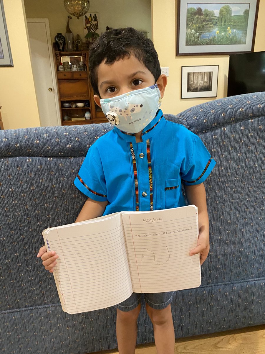 Roxannerlh's tweet photo. ⁦@WhyIWrite⁩  The first time AJ writes his name and it’s the National Day on Writing! https://t.co/0OD1Vc8LBA
