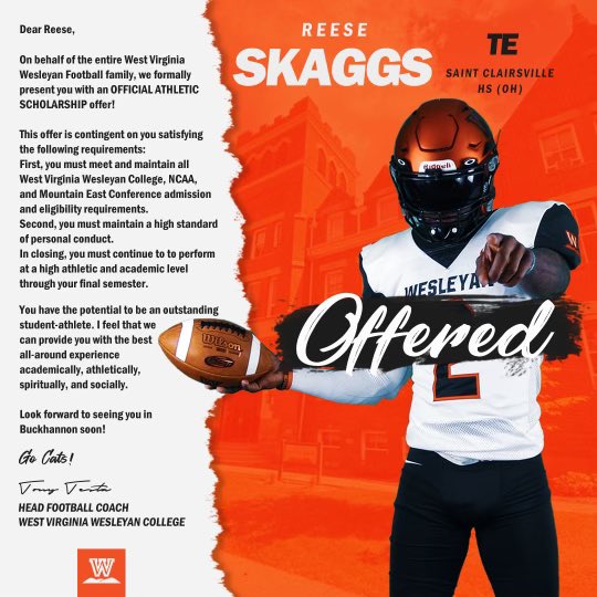 Skaggs3221's tweet photo. Thankful to announce that I have received an official offer from WVWC!! @CoachTestaWVWC https://t.co/XmTrSiuCnA