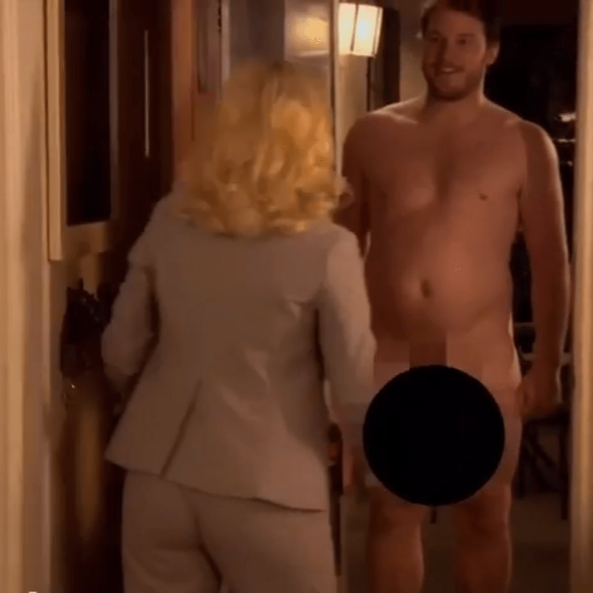 remember when chris pratt exposed himself to the cast and crew of parks and rec by actually stripping for this scene instead of wearing the nude underwear he was provided and then played it off as a joke in interviews even though NBC took it very seriously