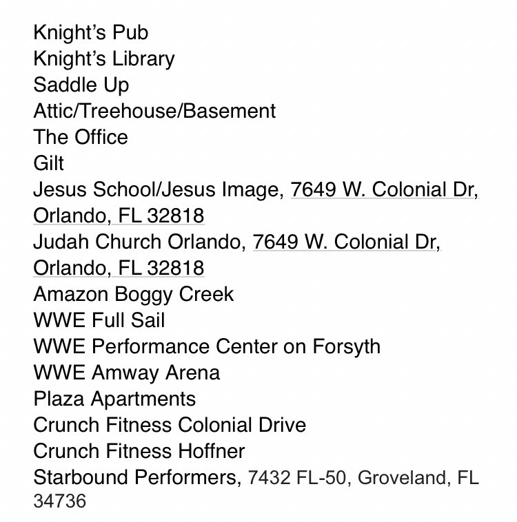 I’ve followed up on Dr. Raul Pino’s public comment that the Florida Department of Health in Orange County was sending strike teams to entities in the county because they were reported as potential high-infection spots. As noted by others,  #WWE has multiple venues on it (thread):