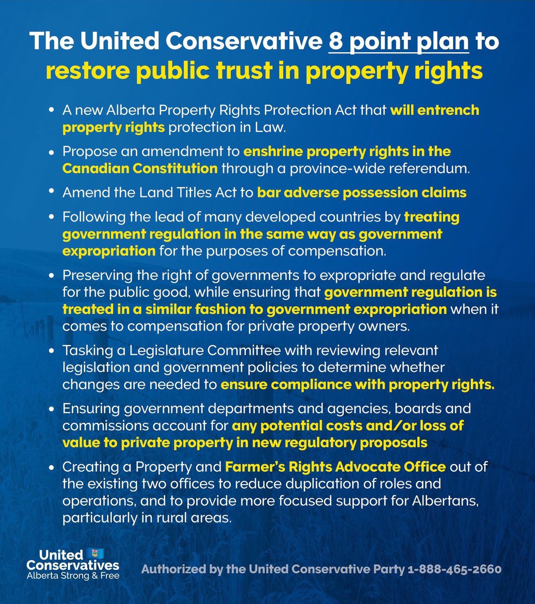 Kenney has promised to codify property rights in the provincial constitution and help CPC to replace the Charter of Rights and freedoms with property rights and religious freedom. Here’s Kenney’s platform on property right and his commitments.