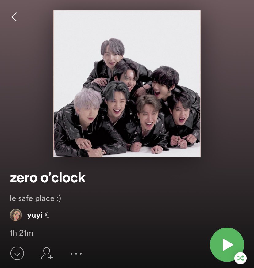 PLAYLIST 011 : zero o’clock : le safe place :)this is a playlist for when you’re happy or you want to feel happy ! it 100% works <3[  https://open.spotify.com/playlist/046gDLfnPN4VLrbWt9hVGH?si=6HATg3MjR5-T7bE73ZgLrQ ]
