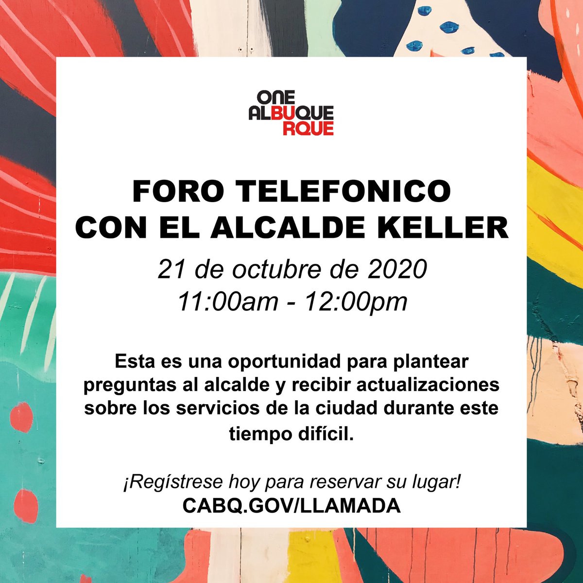 CABQRaceEquity's tweet image. Only a little time left to register for @MayorKeller @AlcaldeKeller bilingual town hall. 

cabq.gov/townhall

cabq.gov/llamada