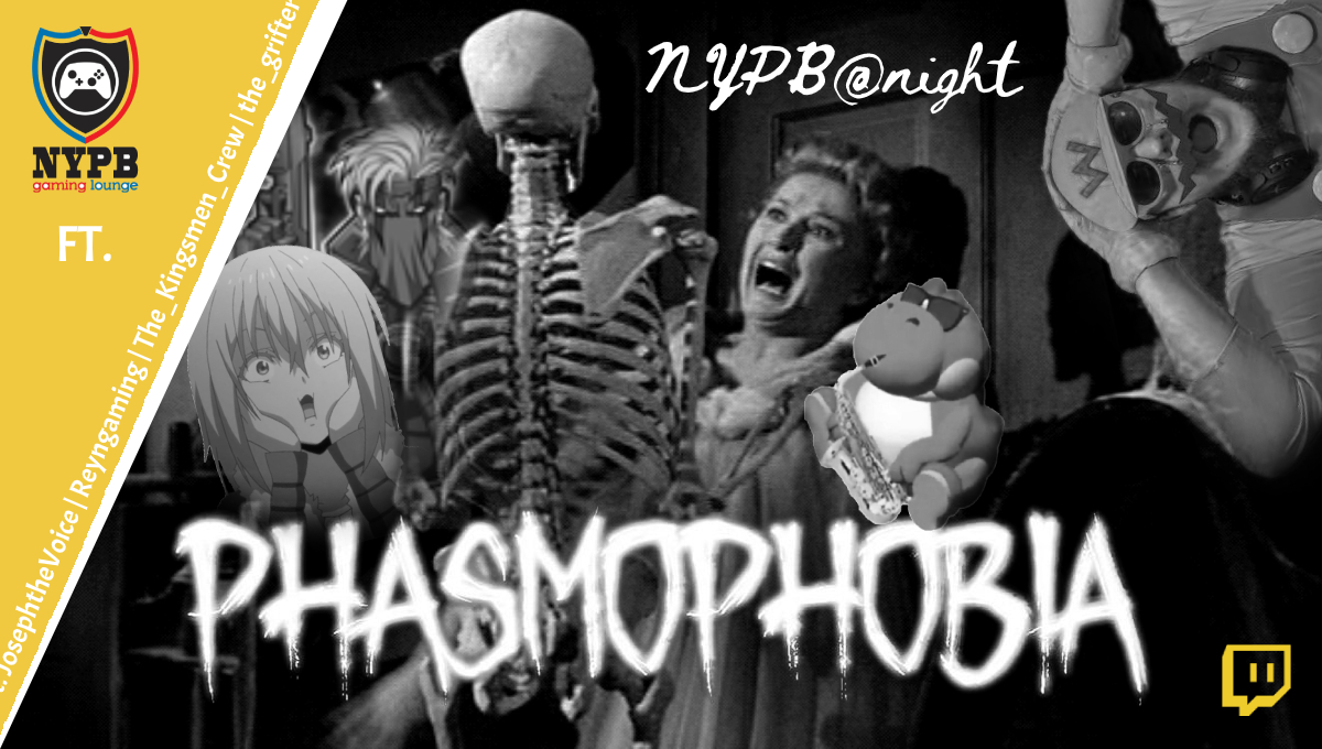 Tune in to NYPB@night and celebrate spooktober with some Phasmophobia. We'll be going live at 8pm with local streamers:  Josephthevoice | The_Kingsmen_crew | Reyngaming | the_grifter89
Hosted by KillaYoshi_NYPB 🐸
twitch.tv/notyourparents…