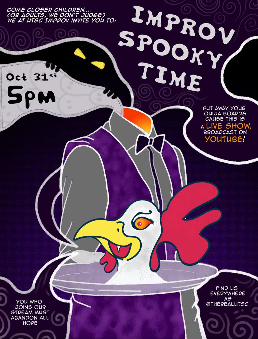 TheRealUTSCI's tweet image. No one's been asking, and we're here to provide! OUR FIRST LIVE SHOW on Halloween (October 31st at 5pm EST)! Livestreamed on YouTube! Be there or be SpoOoOky!