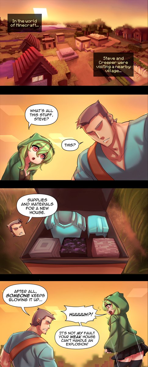 When Creeper &amp; Minecraft Steve visited a village ? 