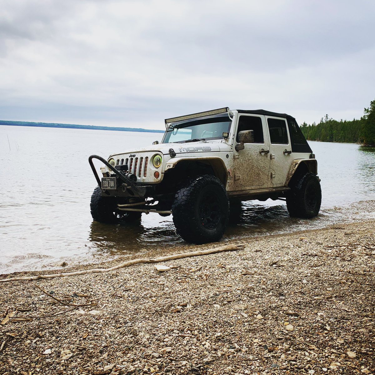BigGuysNeedHugs's tweet photo. I realized it’s been a long time since I posted about the Jeep... so here is an update:
Lowered the Jeep 1 inch 
New shocks and coil springs
Moved up to 37” tires and 17” wheels
New front and rear bumpers
New spare tire carrier
Soft top for summer
And sway bar disconects https://t.co/RIYB6NOK0X