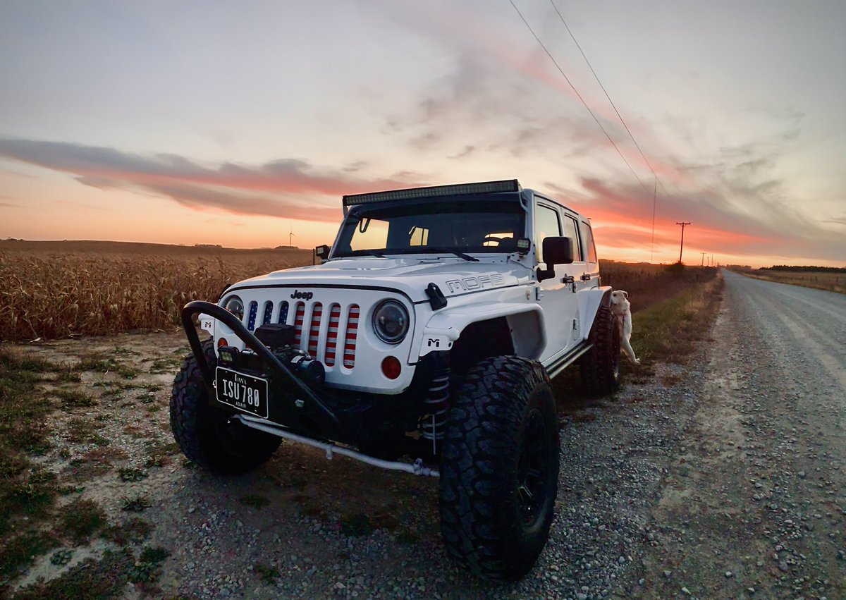 BigGuysNeedHugs's tweet photo. I realized it’s been a long time since I posted about the Jeep... so here is an update:
Lowered the Jeep 1 inch 
New shocks and coil springs
Moved up to 37” tires and 17” wheels
New front and rear bumpers
New spare tire carrier
Soft top for summer
And sway bar disconects https://t.co/RIYB6NOK0X