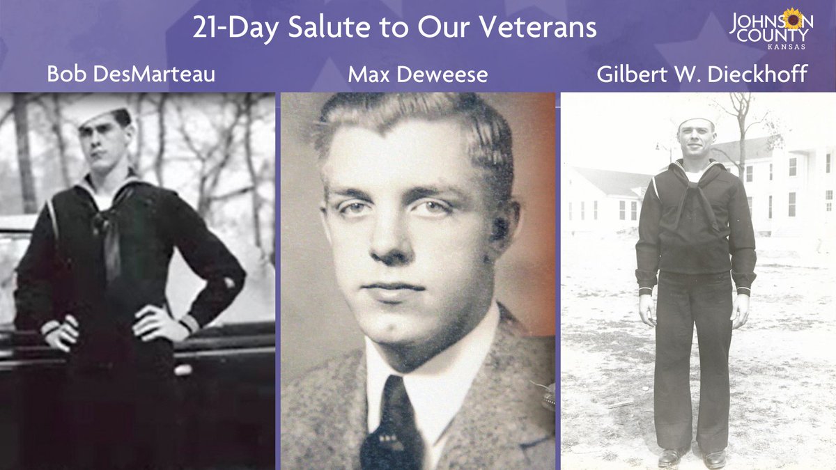 We are continuing the 21-Day Salute to our Veterans leading up to  #VeteransDay. We are honoring three more World War II veterans today. You can view their profiles at  https://jocogov.org/JoCoHonorsVets . View all veteran profiles featured so far at  https://jocogov.org/all-veteran-salutes  #JoCoHonorsVets 