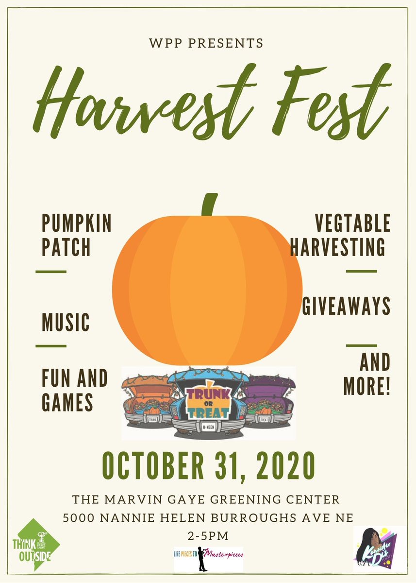 Washington Parks & People (@washingtonparks) on Twitter photo Join Washington Parks & People for our annual Harvest Fest at the Marvin Gaye Greening Center! This fun-filled and socially distant event will feature a pumpkin patch, fresh produce, trunk-or-treat, and more! For more information contact info@washingtonparks.net Join Washington Parks & People for our annual Harvest Fest at the Marvin Gaye Greening Center! This fun-filled and socially distant event will feature a pumpkin patch, fresh produce, trunk-or-treat, and more! For more information contact info@washingtonparks.net