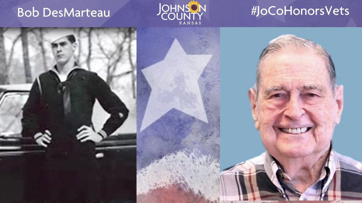 Meet Bob DesMarteau who is a World War II veteran who served in the  @USNavy. Visit his profile to learn about a highlight of an experience or memory from WWII:  https://www.jocogov.org/dept/county-managers-office/blog/bob-desmarteau  #JoCoHonorsVets 