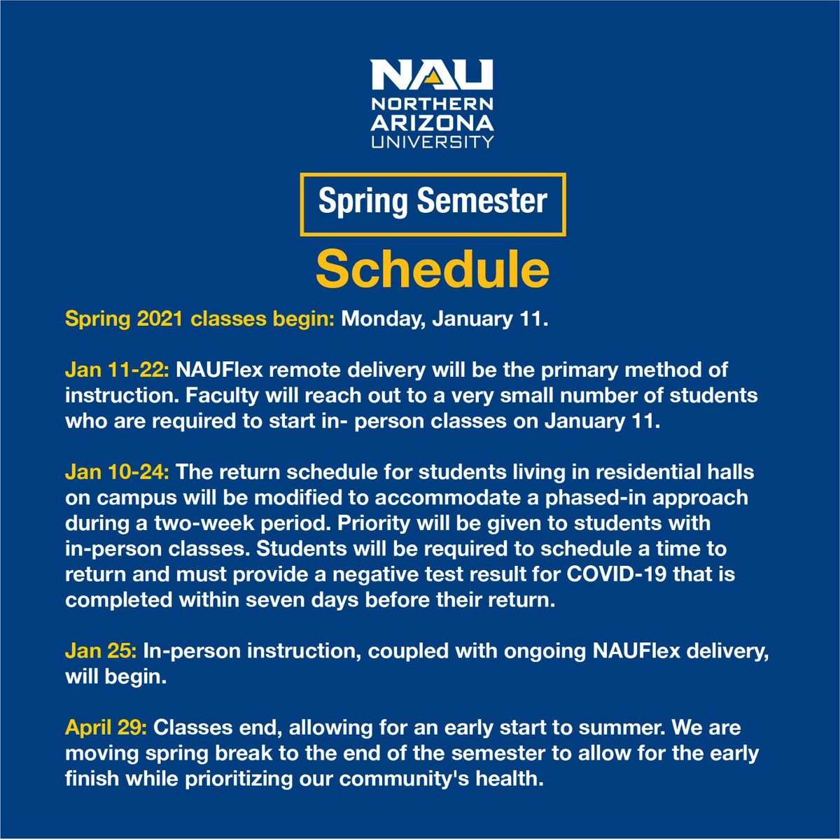 Nau On Twitter As Fall Semester Winds Down Here S What S In Store For Spring Campusupdate